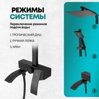 Душевая система  Grocenberg GB7007-1 (черный матовый)