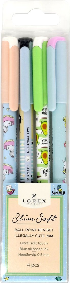 

Набор шариковых ручек Lorex Illegally Cute. Mix Slim Soft LXOPSS-IC-4p (4 шт)