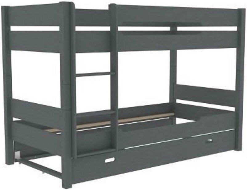 Двухъярусная кровать ММЦ Амелия 90x200 (двухъярусная, с выдвижным спальным местом, серый воск)