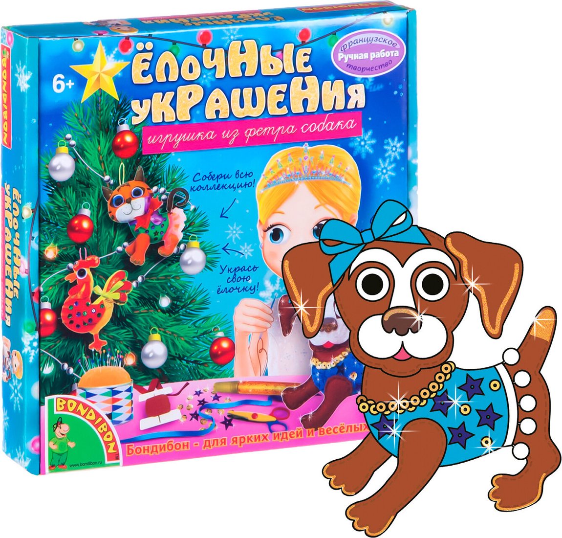 

Набор для создания поделок/игрушек Bondibon Елочные украшения из фетра. Собака ВВ1590