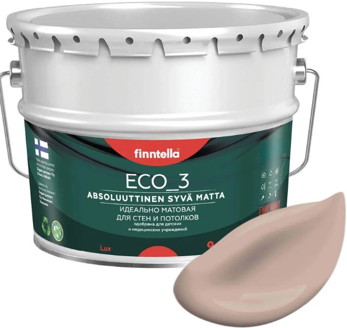 

Краска Finntella Eco 3 Wash and Clean Jauhe F-08-1-9-LG178 9 л (теплый бежевый)