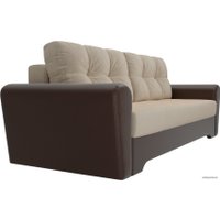 Диван Лига диванов Амстердам 28246 (микровельвет/экокожа, бежевый/коричневый)