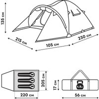 Треккинговая палатка RSP Outdoors Deep 3 (зеленый)