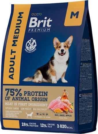 Brit Premium Dog Adult Medium курица 1 кг