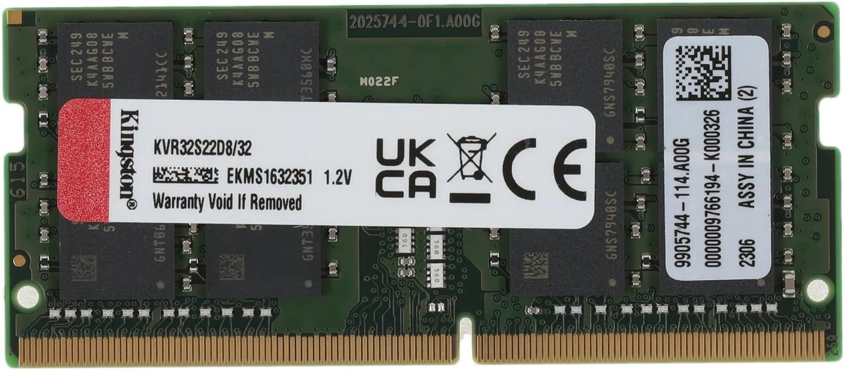 

Оперативная память Kingston 32GB DDR4 SODIMM PC4-25600 KVR32S22D8/32
