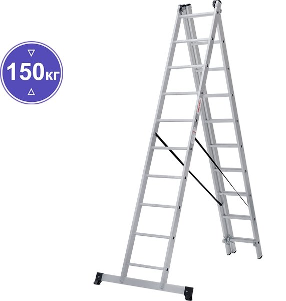 

Лестница-стремянка Новая высота NV 123 алюминиевая трёхсекционная 3x10 ступеней