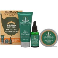 Набор для бороды Clubman 3-in-1Trio Крем-кондиционер+Воск-бальзам+Масло (89мл+59г+30мл)