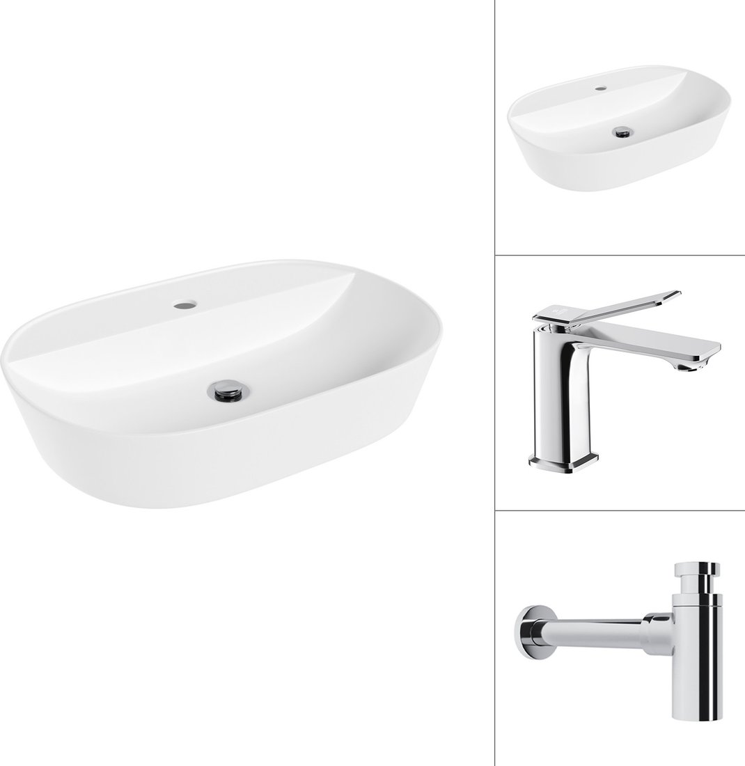 Умывальник Lauter 21460-60 + Allure 21C618С с сифоном 21635CH (хром)