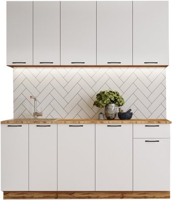 Готовая кухня Mebiplex Лилиан ЛДСП 1.8м 38мм (вотан/белый)