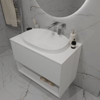  ЗОВ Тумба под умывальник со столешницей Кито-2 80 (белый матовый/белая столешница)