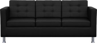 Диван Brioli Дилли клетка трехместный (экокожа, L22 черный)