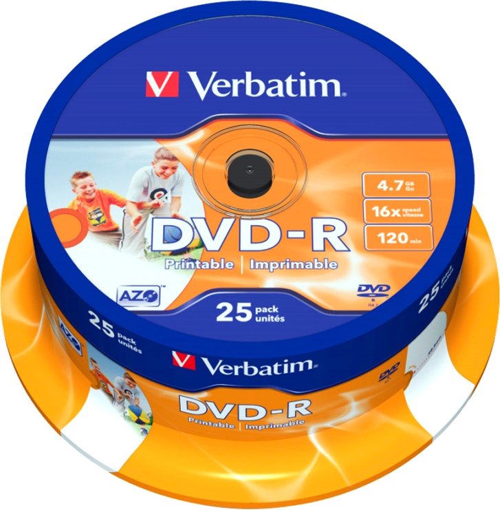 

DVD-R диск Verbatim 4.7Gb 16x 43538 (25 шт.)