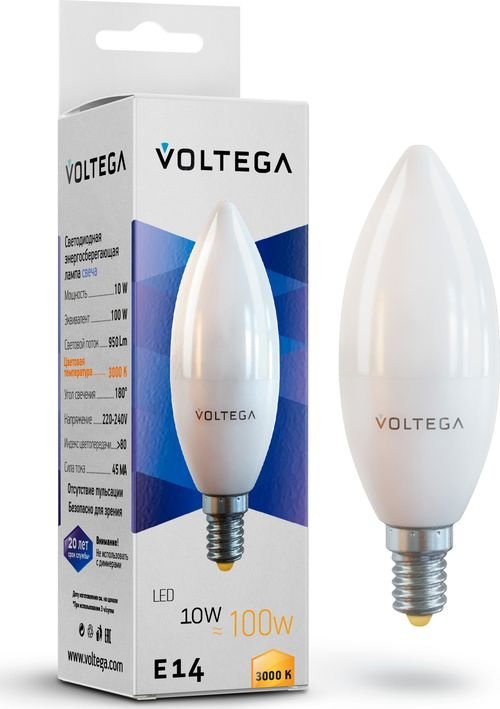 

Светодиодная лампочка Voltega Simple Candle 10W 3000K E14