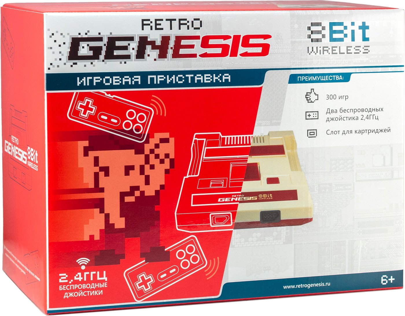 

Игровая приставка Retro Genesis 8 Bit Wireless (2 геймпада, 300 игр)