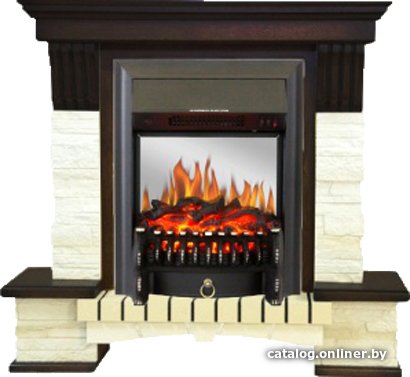 Каминокомплект Smolcom Stone Montebello STD-ASP с Fobos-S Lux BL LT (темный орех)