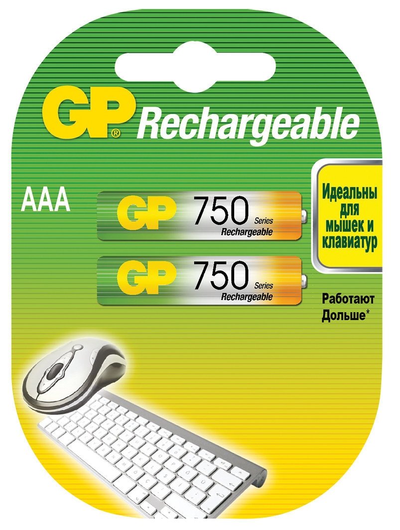 

Аккумулятор GP AAA 750mAh 2 шт. [75AAAHC]