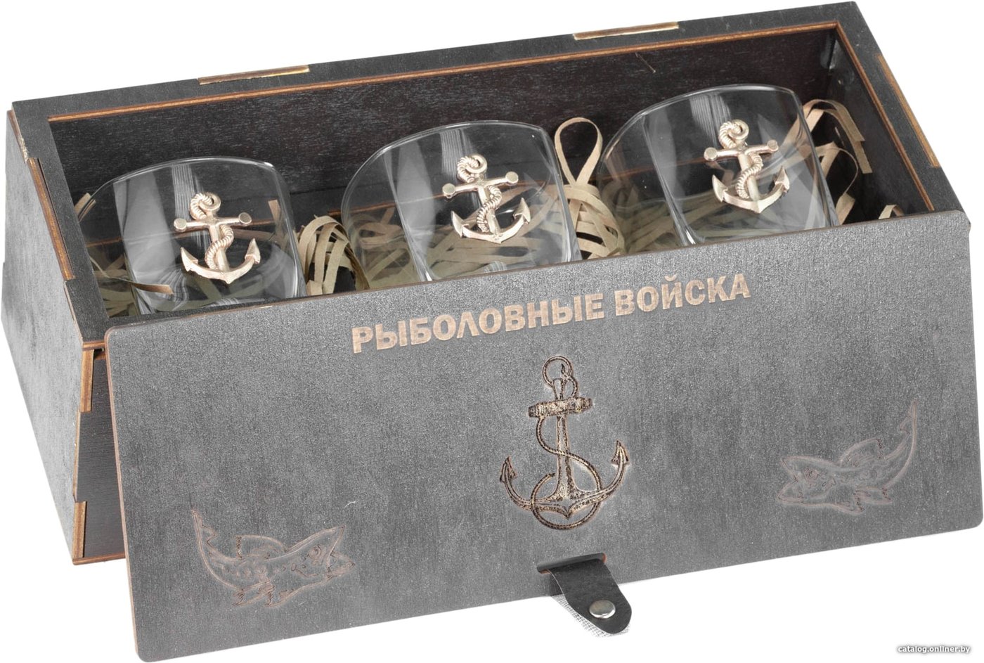 Набор стаканов для виски Peresvet Рыболовные войска с бронзовыми якорями