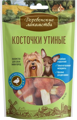 Деревенские лакомства Косточки утиные для мини-пород 55 г