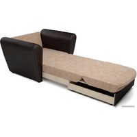 Кресло-кровать Мебель-АРС Квартет (микровелюр/экокожа, кордрой бежевый/коричневый)