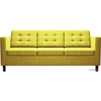 Диван Brioli Дилли клетка Д трехместный (рогожка, J9 желтый/темные ножки)