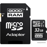 Карта памяти GOODRAM microSDHC (Class 10) UHS-I 32GB + адаптер [M1AA-0320R11]