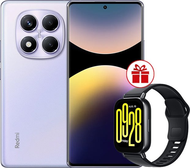 Xiaomi Redmi Note 14 Pro 12GB/512GB wersja międzynarodowa (fioletowy) + smartwatch Xiaomi Redmi Watch 5 Active (czarny) w promocji