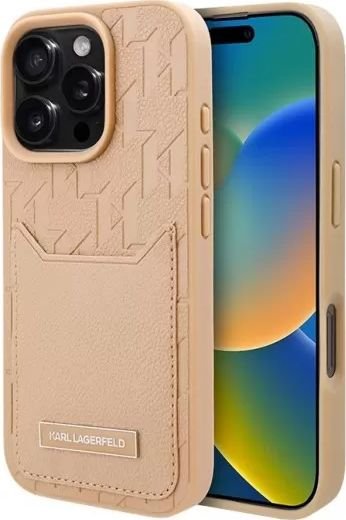 

Чехол для телефона Lagerfeld Cardslot PU Grained Monogram with Pocket для iPhone 16 Pro Max KLHCP16XPGKHPRPW