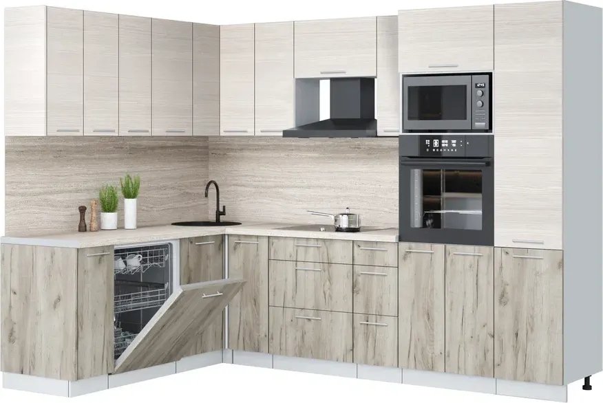 

Готовая кухня Интерлиния Мила Лайт 1.896х2.78 (вудлайн кремовый/дуб серый/травертин серый)