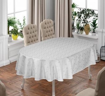 Скатерть DO&CO Karanfil Овальная 160x220 12225 (белый)