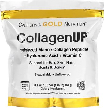 Витамины, минералы California Gold Nutrition CollagenUP гидролизованные пептиды морского коллагена с гиал. кислотой и витамином C (нейтральный, 464 г)
