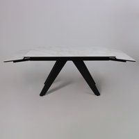 Кухонный стол Lepremo AV 2122 МДФ+керамика раздвижной 1400-2000x850 (белый глянцевый Carla Larkin/черный)