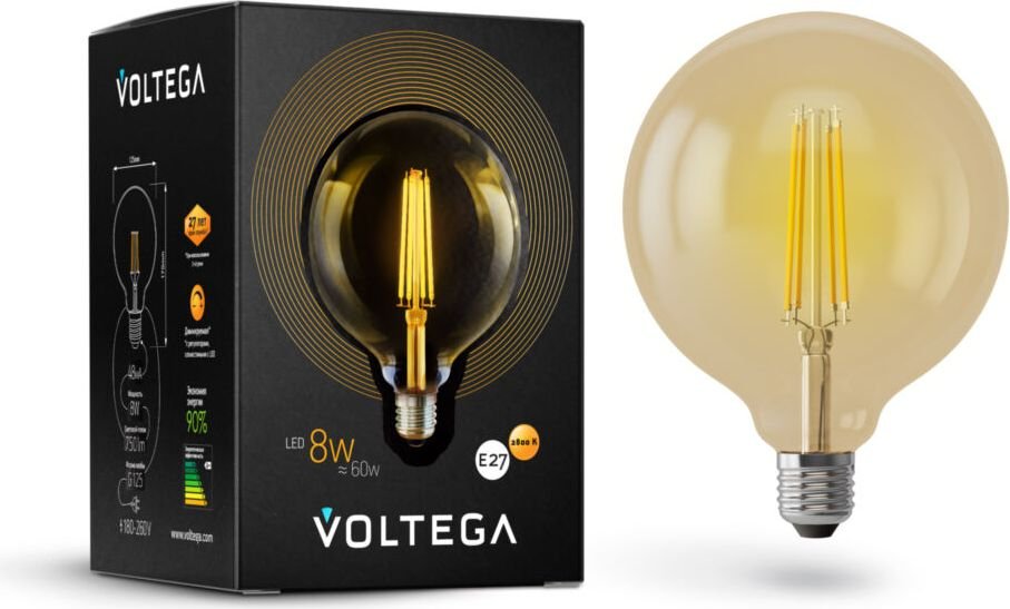 

Светодиодная лампочка Voltega Loft Led G125 8W 2800K E27 DIM 6838
