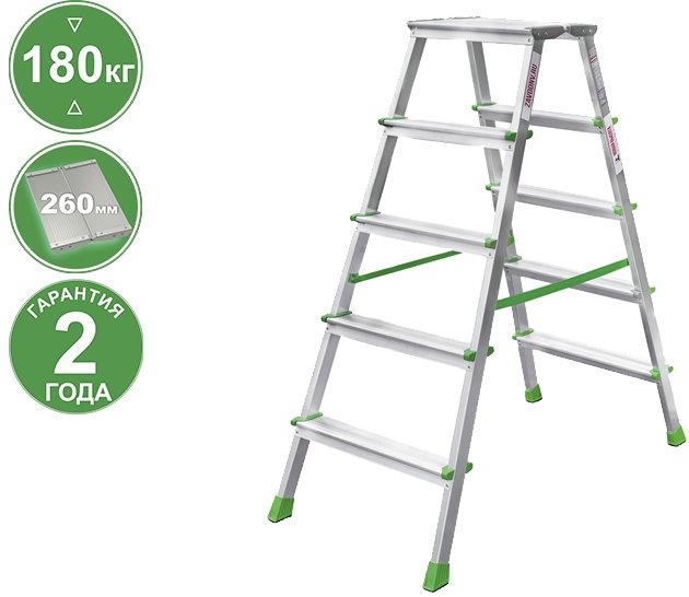 

Лестница-стремянка Новая высота NV 212 с увеличенной площадкой 2x5 ступеней