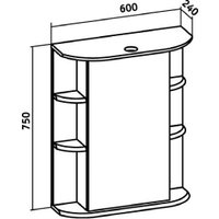  Runo Шкаф с зеркалом для ванной Гиро 60 правый