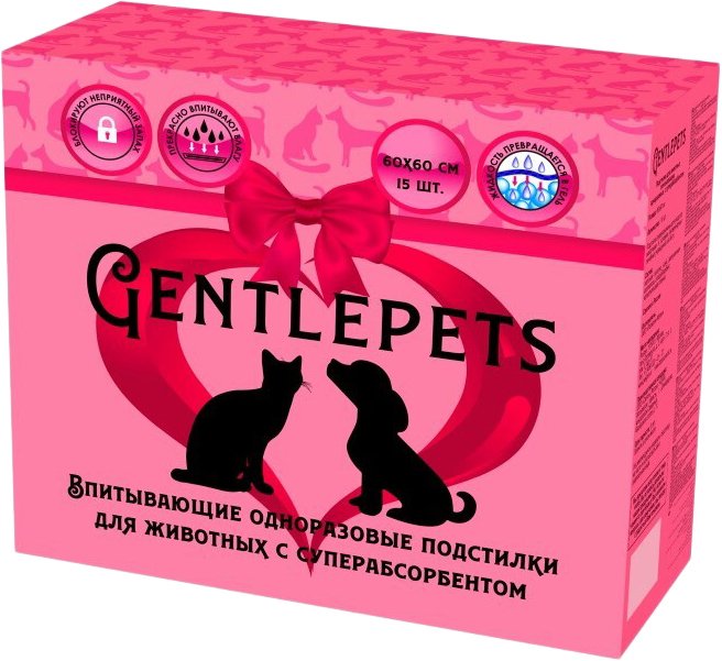 

Одноразовая пеленка Доброзверики Gentlepets 60х60 см (15 шт)