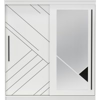 Шкаф-купе Олмеко Марко 95.11 2-х дверный с зеркалом (белый/белый/Masa Decor черный)