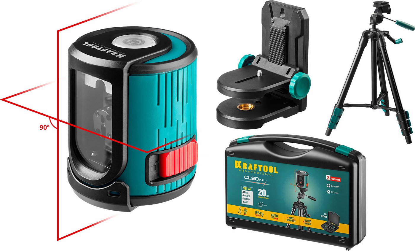 

Лазерный нивелир KRAFTOOL CL-20 34700-4 (с держателем и штативом, кейс)