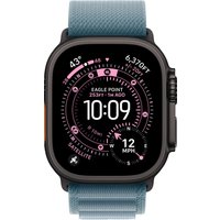 Умные часы Apple Watch Ultra 3 LTE 49 мм (титановый корпус, черный/голубой, текстильный ремешок размера S)