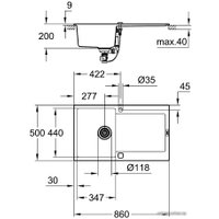 Кухонная мойка Grohe K500 50-C 86/50 1.0 31644AP0 (черный гранит)