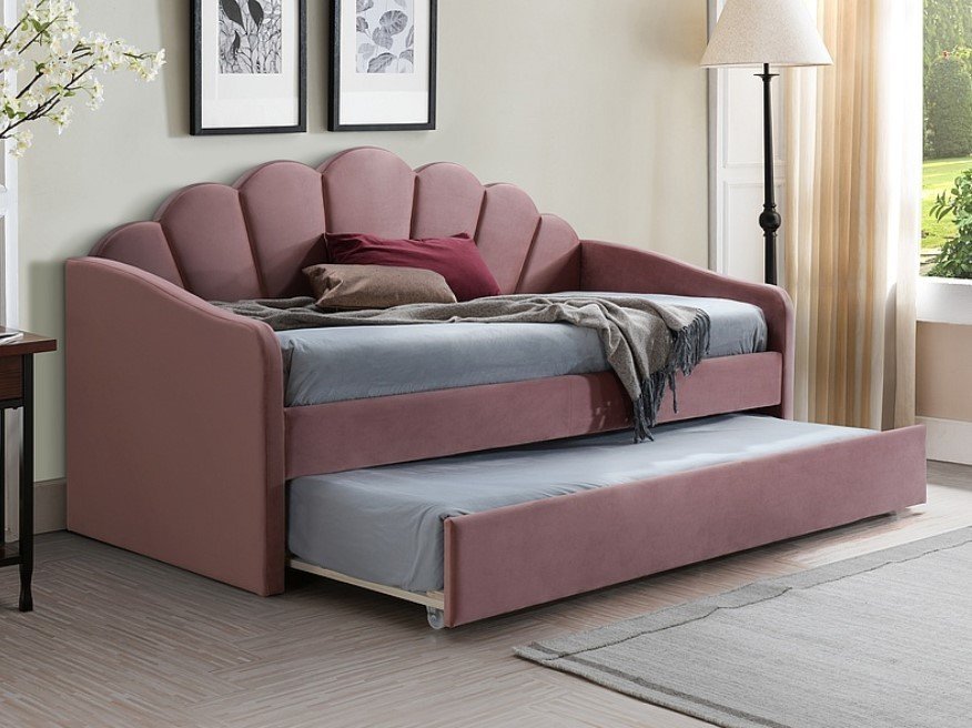 

Кровать с выдвижным спальным местом Signal Bella Velvet 90х200 (античный розовый)