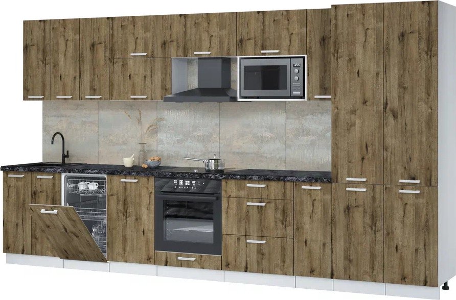 

Готовая кухня Интерлиния Мила Лайт 3.8-ПМ4 (дуб веллингтон/дуб веллингтон/кастилло темный)