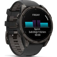 Умные часы Garmin Fenix 8 Sapphire, Titanium 47мм (угольно-черный DLC, пепельно-черный силиконовый ремешок)