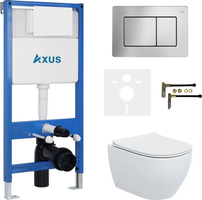 Унитаз подвесной Axus 2318 с инсталляцией 011D и кнопкой 097LS