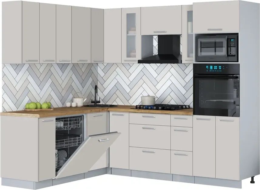 

Готовая кухня Интерлиния Мила Gloss 1.896х2.38 (кашемир/кашемир/дуб бунратти)