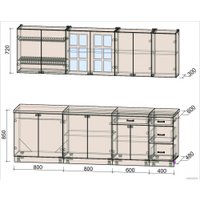 Готовая кухня Интерлиния Мила Деко 2.6Б (индиго/индиго/опал светлый)