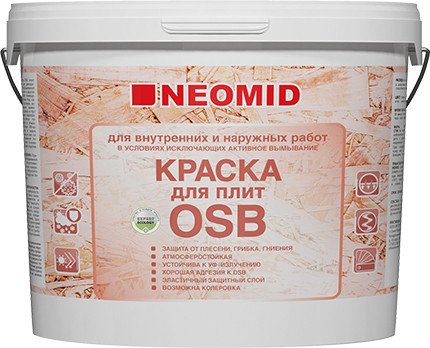 Краска Neomid Для плит OSB. Для внутренних и наружных работ 7 кг (белый)