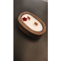 Ароматическая свеча 4SOUL в деревянном кашпо с древесным фитилем (аромат, Печенье)