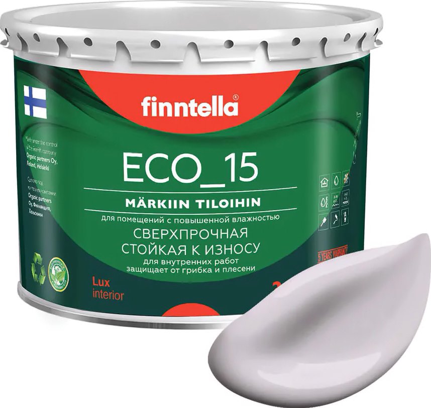 

Краска Finntella Eco 15 Helmi F-10-1-3-FL108 2.7 л (бледно-лиловый)