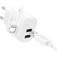 Сетевое зарядное Hoco C141A Lightning (белый)
