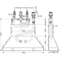 Скрытый механизм Hansgrohe для смесителя на 4 отверстия на край ванны 13444180